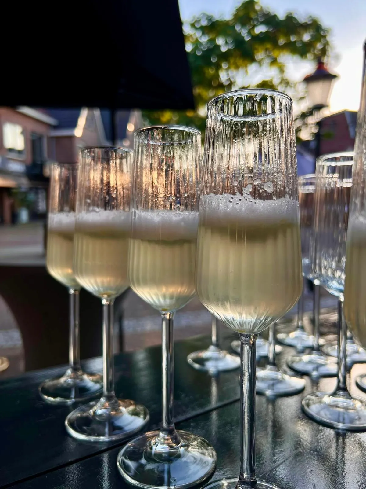 Glazen bubbels voor de ontvangst van gasten